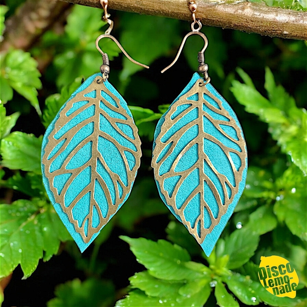 DiscoLemonade Upcycled Lightweight Turquoise And Bronze Fairy Feather Earrings